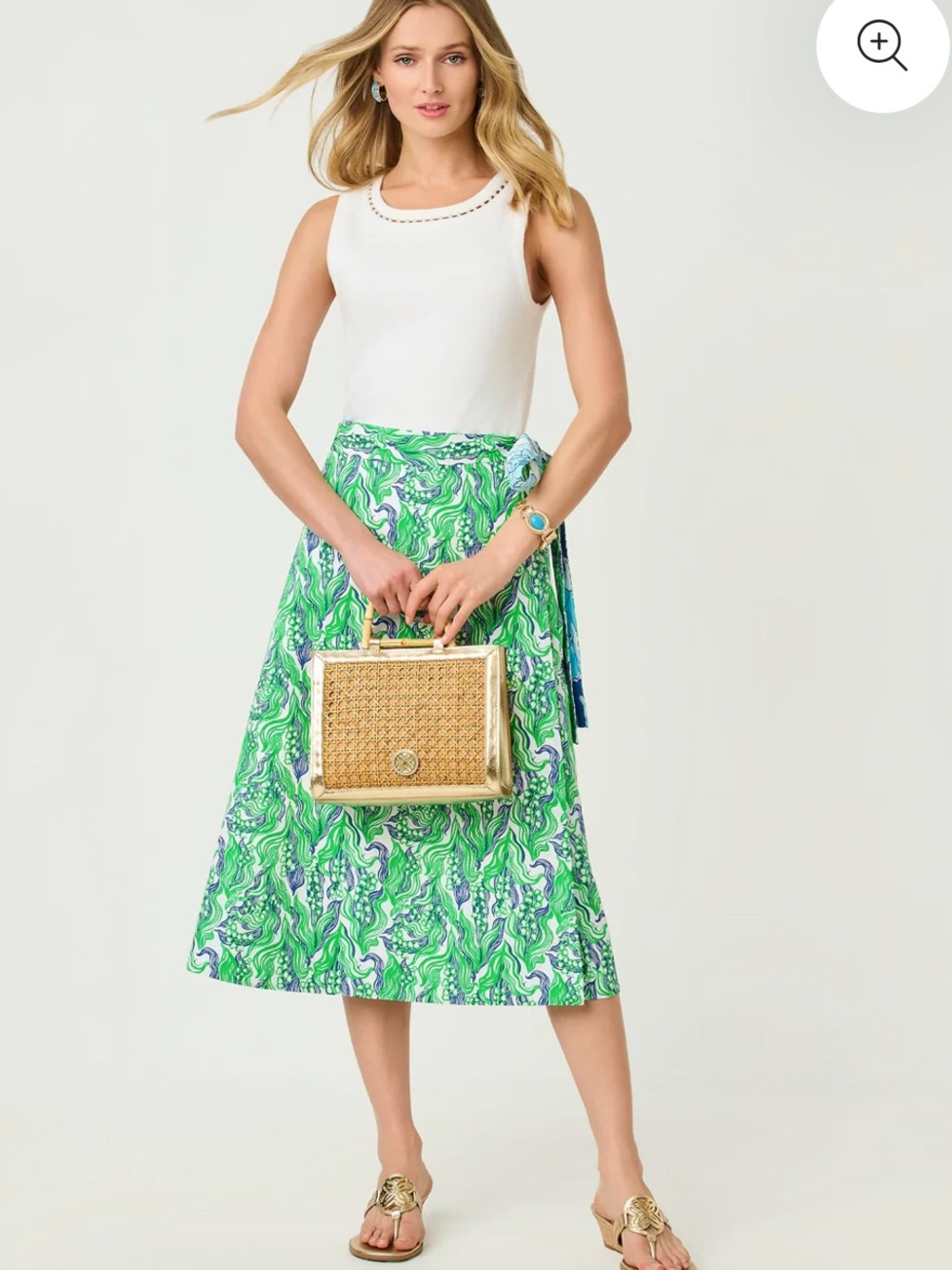 💚💙Lilly Pulitzer Green & Blue Swirl Wrap Midi Skirt💙💚